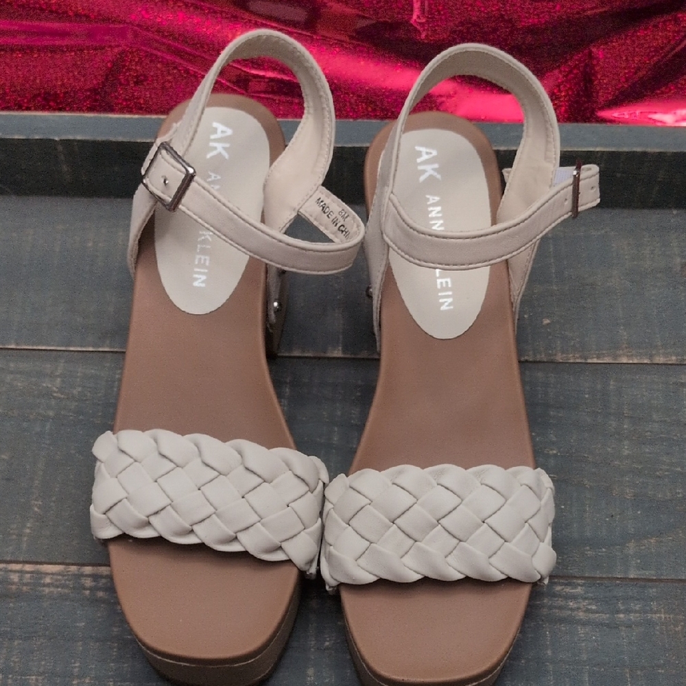 Anne Klein Women's Sandals with Braided Strap - Cream